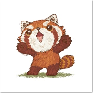 Red panda standing Posters and Art